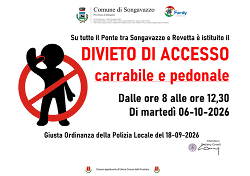 Chiusura ponte tra Songavazzo e Rovetta il 6/10/2026