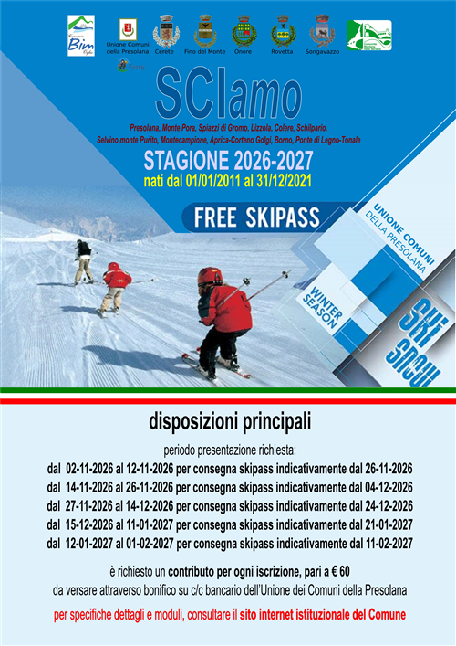 Adesione al Progetto Free Skipass stagione 2026-2027