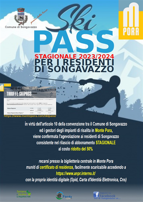 Sky-Pass Stagionale 2023/2024 per i residenti a Songavazzo